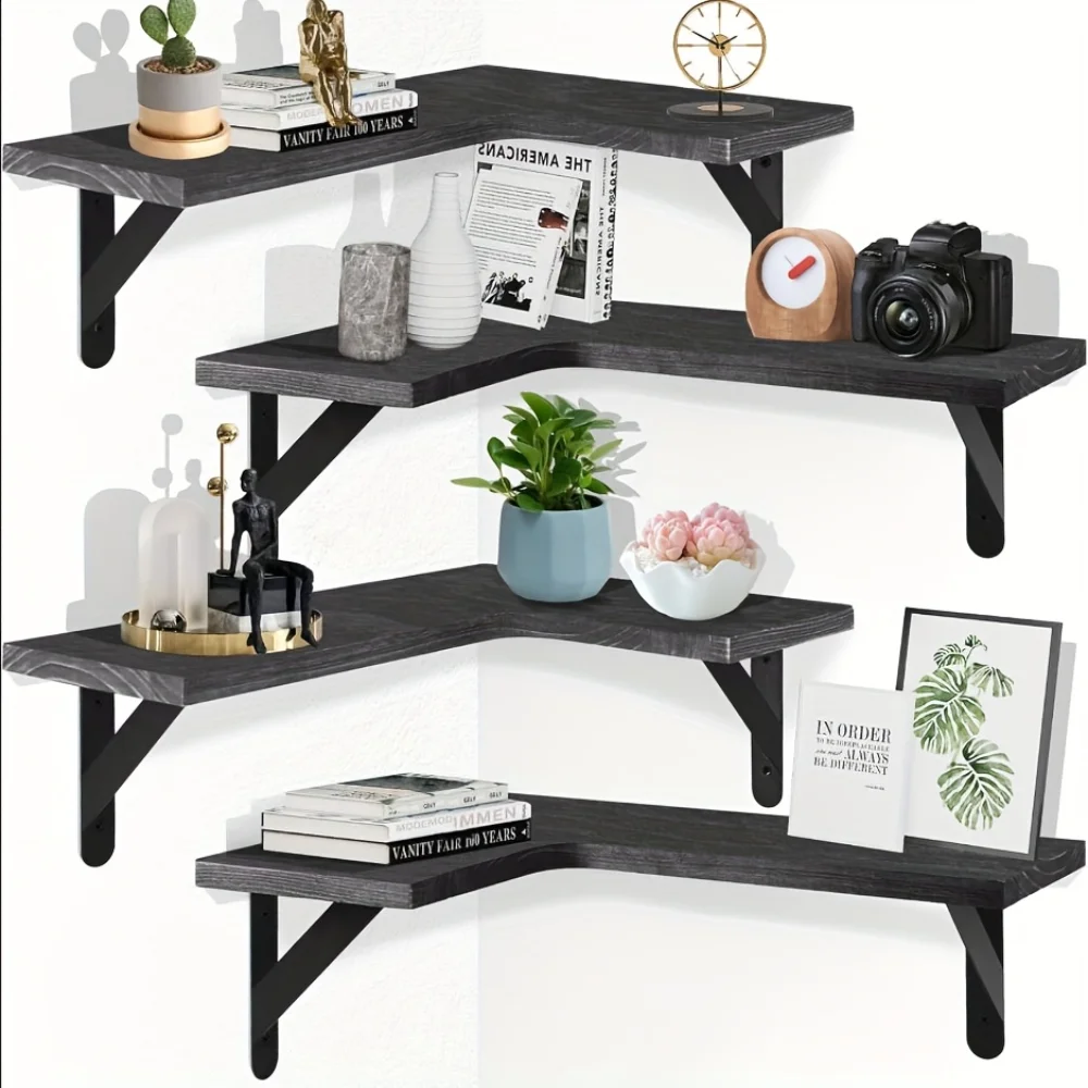 Kitchen Queen - Prateleiras Flutuantes de Madeira Natural com