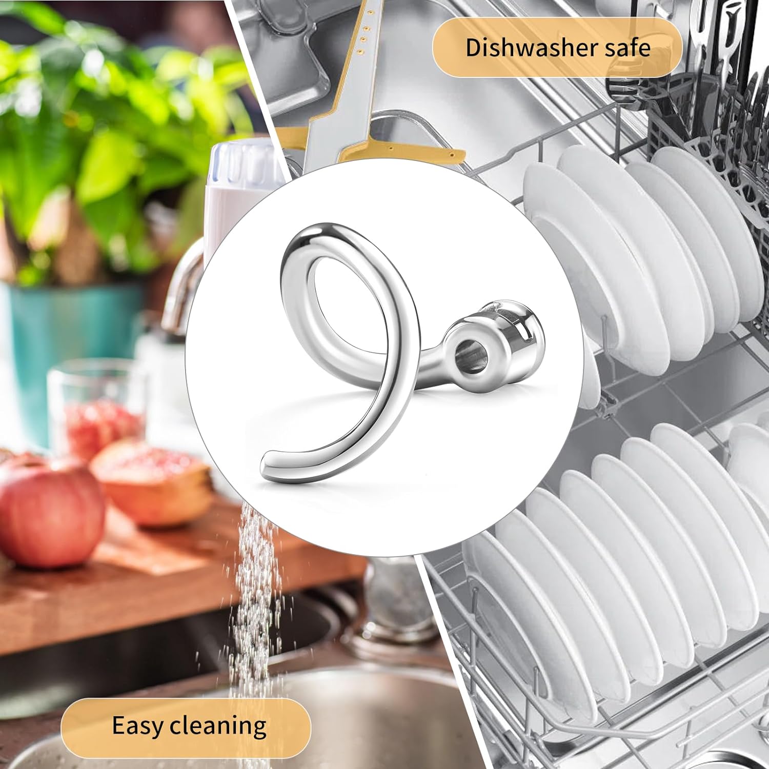 Aço inoxidável Dough Hook Anex - Kitchen Aid Baking Bread avaliação e preço